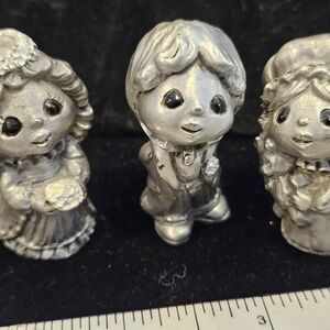 Pewter Silver Mini Wedding Figurine Trio